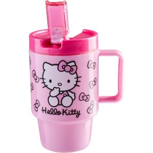 Get Trend Hello Kitty Sanrio Kids Water Bottle with Straw 16.9 oz BPA Free Leakproof Plastic Cup with Lid Handle Kawaii Tumbler Gifts for Kids (Pink Hello Kitty)