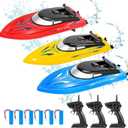 3PACK Remote Control Rc Boat for Kids, 2.4Ghz Control, Whole Body Waterproof, 6 Rechargeable Batteries Summer Water Toys for Pools Lakes River & Bathtub.