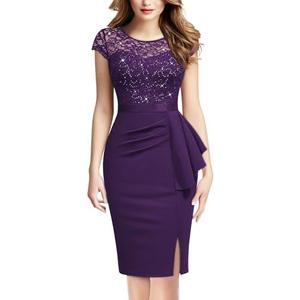 Miusol Women's Elegant Cap Sleeve Sequin Lace Cocktail Dress XL