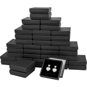Small Jewelry Box, 40 Pack 3.5x3.5x1 Inch Jewelry Gift Boxes, Velvet Sponge Cardboard jewelry Boxes for Ring Earrings Necklaces (Black)