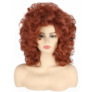 Women's Wigs Claret Red Short Curly Wigs for Women Halloween Costume Beehive Wig