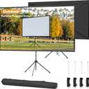 Outdoor Projector Screen 80 Inch, 16:9, High Gain, Projector Screen with Stand, Wind-resistant Design for Portable Projection Screen Outdoor, With Ropes and Spikes, 4K Image for Home Theater, Camping.