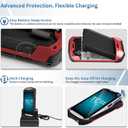 Protective Case Cover for Zebra TC51 TC52 TC56 TC57 TC510K Rugged Boot with Hand Strap for Zebra Phone Case with Tempered Glass (Red)