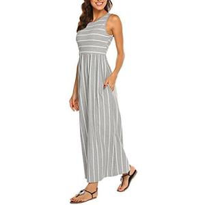 Hount Women's Summer Sleeveless Striped Flowy Casual Long Maxi Dress with Pockets XL