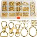 LEOBRO Keychain Making Kit, 265PCS Keychains Clips and Key Rings, Metal Lobster Claw Clasps and Key Chain Rings, Key Rings Bulk, Keychain Rings, Clip for Key Chains, Jewelry Making, Crafts, Gold