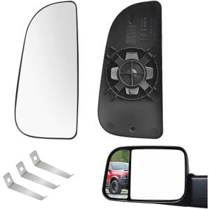 Compatible with 2010-2020 Dodge Ram 1500 2500 3500 4500 5500 Left Side Lower Convex Mirror Glass Replacement, Suitable for Towing Mirrors, Includes Rear Mounting Bracket