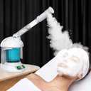 DENFANY Hair Steamer Facial Steamer 2 in 1 Nano Ionic Steam for Deep Hydration, Adjustable Arm, Easy-Clean Wide Mouth Tank, Home & Salon Use