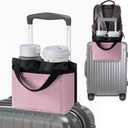 Luggage Cup Holder - Multifunctional Travel Caddy - Fits Suitcase Handles, Also, as a Stroller & Automotive Cup Holder - Pink