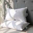 Alanzimo Goose Feathers Down Pillows King Size Set of 2, Hotel Collection Fluffy Bed Pillows for Sleeping, 100% Cotton Cover Soft Pillow 20x36 2 Pack