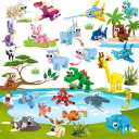 BRAITEN 36 Pack Party Favors for Kids，Mini Ocean Animals Building Blocks，Prize Box Toys for Kids Classroom, Easter Birthday Christmas Goodie Bag Fillers, Creative STEM Toys for Ages 6-12