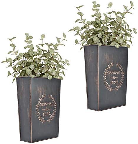 LESEN Rustic Metal Wall Planter Country Home Hanging Wall Vase Pocket for Plants or Flower Indoor or Outdoor Farmhouse Wall Decor,Set of 1