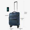 KROSER Softside Expandable Carry On Luggage with Front Business Pockets20 Inch Suitcases with Spinner Wheels & Built-in TSA Lock, Durable Suitcase Rolling Luggage with USB Port, Haze Blue