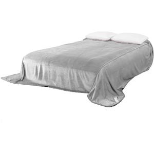 MORANJIAFANG Plush 340GSM Flannel Bed Blanket Cozy Microfiber Soft Thermal Fleece Blanket (Light Gray, Oversized King 144"x144")