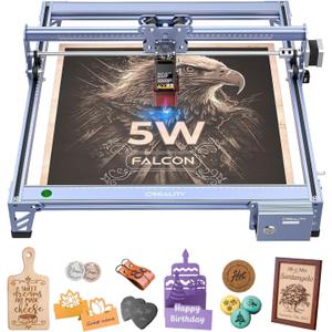 Creality Falcon 5W Laser Engraver Machine, 72w High Precision 0.06mm Laser Cutter and Engraving Machine for Wood Leather Acrylic Glass, 10000mm/min, Offline Usage, Working Area 400 * 415mm