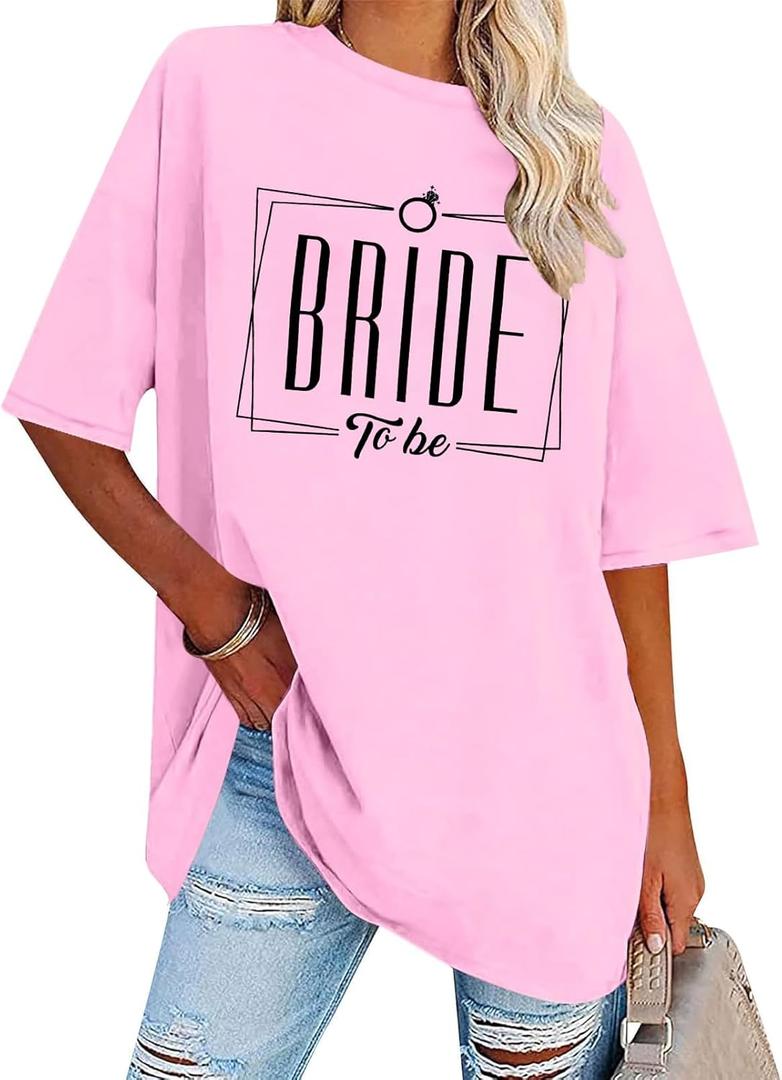Bride Shirt Bachelorette Crew Shirts - Oversized Future Mrs Bride to Be Tshirt Bridal Party Wedding Casual Tee Tops (M)