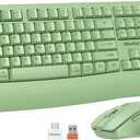 MEETION Wireless Keyboard and Mouse, Full-Sized Cordless Keyboard with Wrist Rest and 3 DPI Adjustable Mouse, 2.4G Wireless, Compatible with PC/Computer/Laptop/Windows/Mac, Green