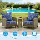 Outdoor Deep Seat & Back Cushion Set (2-Pack), 24 x 24 Inch Water Repellent and Fade Resistant Patio Furniture with Removable Cover for Outside Sofa Couch, Cobalt Grid