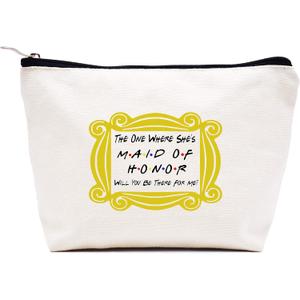 Makeup Bag Cosmetic Bag Travel Pouch,Bridesmaid Gift-Bachelorette Party Present,Unique Proposal Christmas Gifts for Besties Friends Women-The One Where She's Maid of Honor Will You Be There for Me