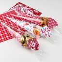 2 x Giiffu Valentines Day DIY Craft Gift Kit for Kids  60 Pack Cone-Shaped Clear Treat Bags with Wrapping Papers, Heart Tags & Cards for Classroom Exchange, School Parties & Valentine Goodie Bags (pink)