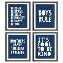 Brothers Make The Best Friends Boys Rules Affirmations Poster Prints for Boys Room Playroom Nursery Classroom Decor,Boho Colors Decorations Prints Wall Art Unframed 4pcs 8x10 Inches(Navy Blue)