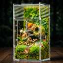 Jumping Spider Enclosure - Acrylic Terrarium Habitat for Spiders, Tarantulas, Snail, Mantis, Lizard, and Small Reptiles, Magnetic Doors (3x3x6 inch)