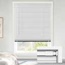 LazBlinds No Tools No Drill Cordless 1" Vinyl Mini Blinds, 100% Blackout Blinds for Indoor Windows, Room Darkening Privacy Window Blinds and Shades for Interior, 34" W x 48" H, White