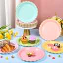 60 Pcs Pastel Paper Plates Pastel Party Supplies 9 Inch Colorful Scalloped Dessert Plates with Gold Edge Rainbow Party Decoration Tableware Set for Wedding Baby Shower Birthday Bridal Shower