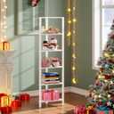 TUTOTAK 6-Tier Corner Bookshelf,Corner Shelf for Small Space, Narrow Display Corner Shelf Stand with Storage Rack, for Living Room, Bedroom, White BS05BW006