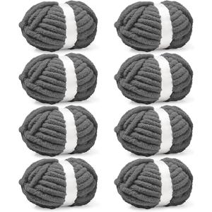 Inhand 8 Pack Chunky Chenille Yarn for Crocheting30.6 Yards, 7.7oz, Soft Fluffy Thick Yarn,Gifts for Men/Women Birthday Christmas Unique,Hand Knitting for Blankets&DIY Crafts (Charcoal Gray)