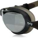 TYR Adult Vesi Mirrored and Non-Mirrored Swimming Goggles with Wide Peripheral Range, Anti Fog, No Leak, and Quick Adjust (Black)