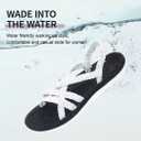 MEGNYA Women's Comfortable Walking Sandals with Arch Support, Athletic Hiking Sandals with Handmade Straps, Outdoor Soft Water Sandals for Beach Poolside Travel Camping (8.5, W24-white)