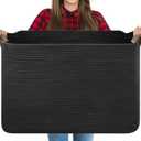 OIASKET 118L Extra Large Blanket Basket, 24.8"x17.7"x16.2" Woven Rope Baskets for Storage, Nursery Blanket Storage for Living Room, Toy Basket with Handle Organizing Comforter Cushions Pillows, Black