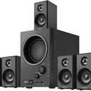 5.1 Home Theater Surround Sound System with 5.5-Inch Subwoofer
200W Peak Power, Five 2.5-Inch Speakers, MDF Cabinets, USB, RCA, AUX and Wireless Audio Inputs