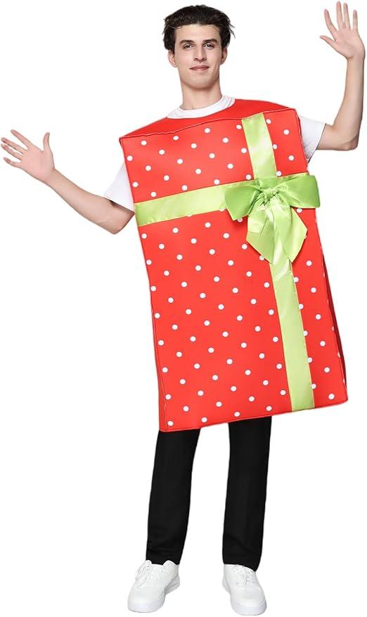 EraSpooky Adult Christmas Gift Box Costume Funny Holiday Present Box Outfits for Men Women, One Size