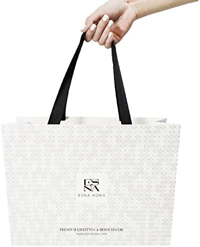  2 Packs ESNA HOME Premium Bags With Fabric Ribbon Handles - Designer Shopping Bags For Wedding Gifts - Size 14.5 * 11 inch