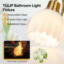 Bathroom Light Fixtures, 2-Light Gold Vanity Light Fixtures with White Tulip Glass Shades, Bathroom Lighting Fixtures Over Mirror for Bedroom, Living Room & Hallway (Bulbs Not Included)