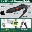 2-in-1 Cat Nail Clippers & Dog Nail Clippers Trimmers for Large Medium Small Dogs Cats Claw Trimmer Quick Sensor and Safety Guard USB Rechargeable with 2 LED Lights Dogs Nail Trimmer (Black 6th Generation)