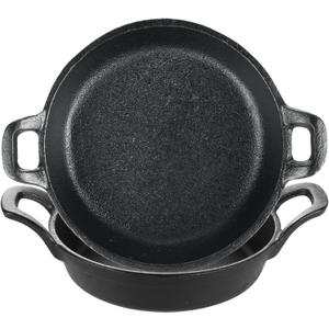 2 Pack Small Cast Iron Skillet, 7 x 7 x 1.7 Inch Small Cast Iron Frying Pan with Handle, Pre-Seasoned Cast Iron Skillet Set, Black Casserole Dish for Kitchen, Indoor, Outdoor, Picnic