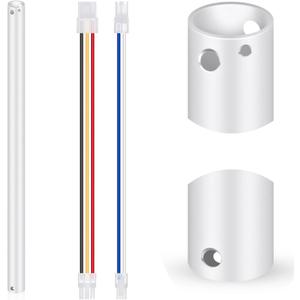 VIHOSE 24 Inch Ceiling Fan Downrod with Extension Cord 2 ft White Downrod for Ceiling Fan 1 Inch Outside Diameter Not Threaded Suitable for a Wide Range of Fans