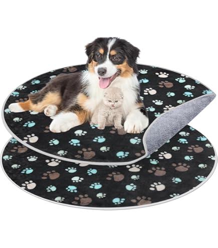 2 Pack 32" Round Whelping Pads for Dogs Washable Pee Pads for Dog Waterproof Pee Pads Black Reusable Puppy Pads Pet Training Pads Absorbent Floor and Bed Mat Fleece Pee Pad for Potty