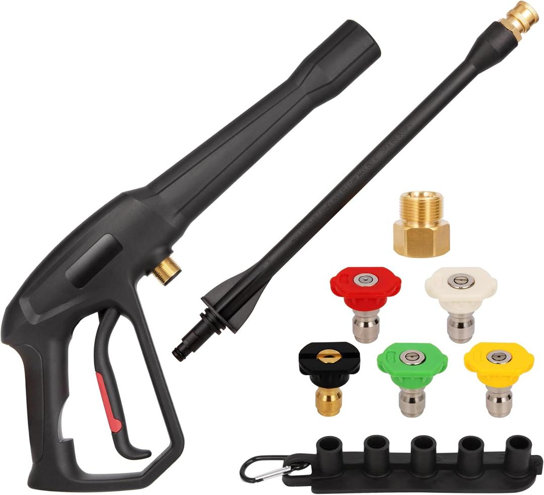 High Pressure Washer Spray Gun kit with Jet Wand and 5 Spray Nozzle Tips, Compatible with for Karcher, Ryobi, Powerstroke Pressure Washer- 2000 PSI MAX