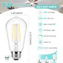 Brightever Dimmable LED Light Bulbs 60W Equivalent, 4000K Cool White Edison Light Bulb, 7W, 850LM Vintage E26 Base Bulb, 90+CRI, ST58 Clear Glass Antique LED Filament Bulbs for Bathroom, 6-Pack