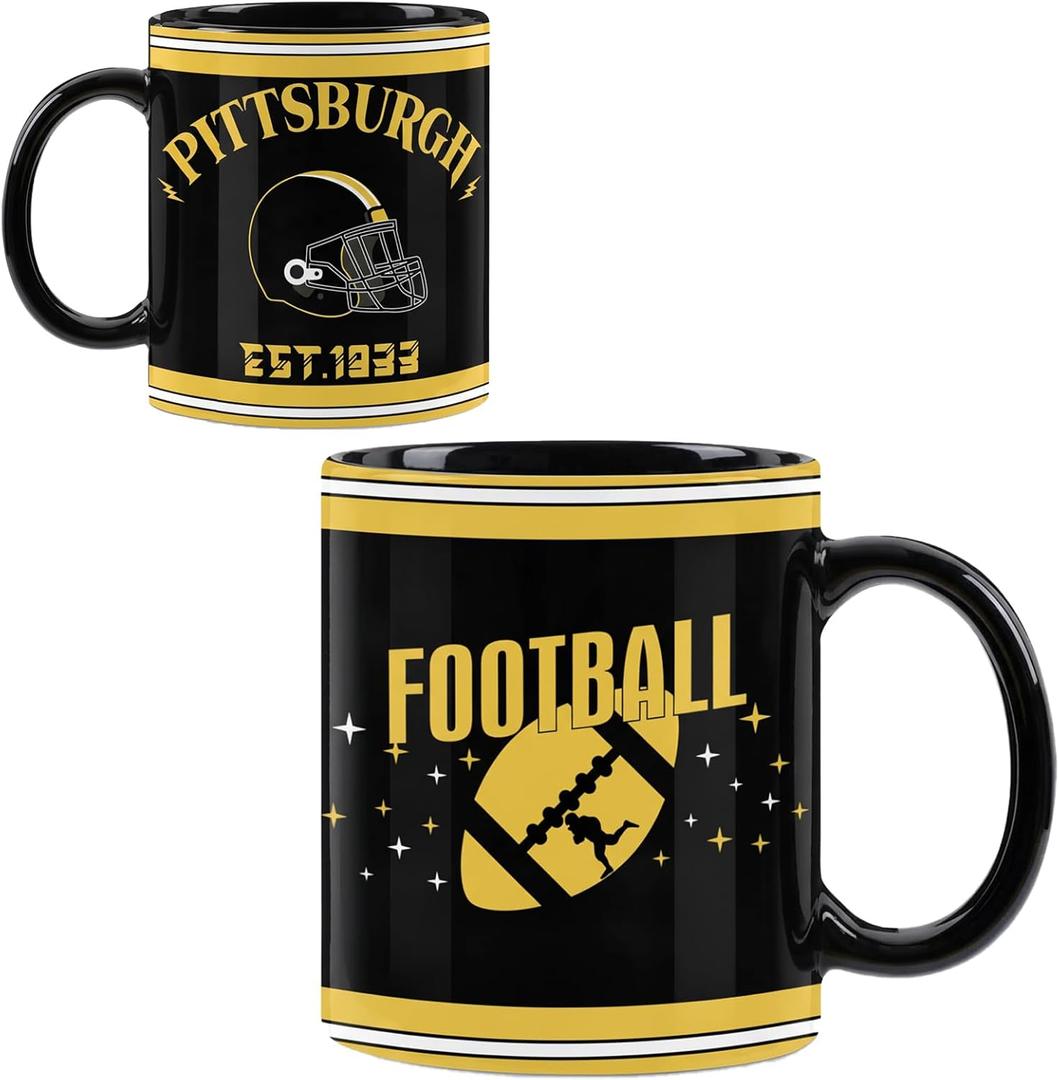 Pittsburgh Est 1933 Mug, Christmas Pittsburgh Football Gifts for Fans Friends Men, 11OZ Black