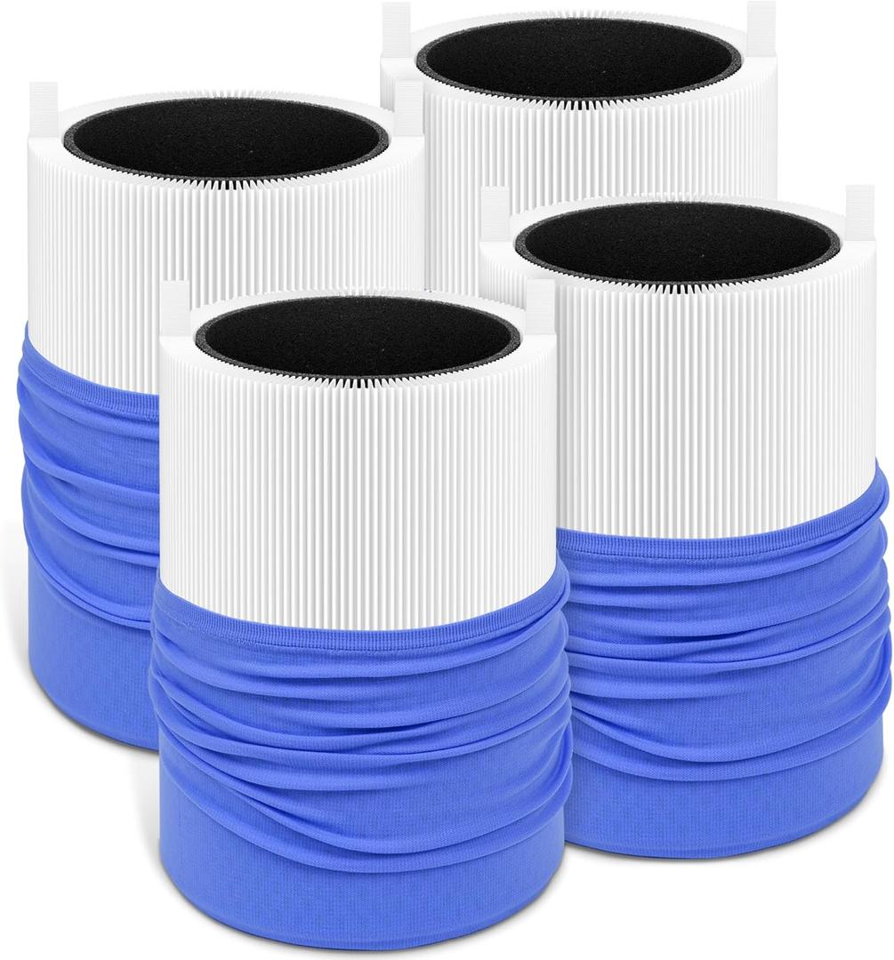 411i 411a Max Replacement Filter Compatible with Blue Pure 411i 411a Max Air Cleaner Purifier, 4 Premium Filters +4 Cloth Cover Pre-filter