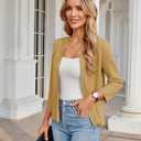 GRACE KARIN Women Sweater Blazer 3/4 Sleeve Cropped Cardigan Lightweight Notch Collar Knit Blazer Jacket Business Casual