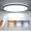 BLNAN LED Flush Mount Ceiling Light Fixture with Remote Control, 15.4 Inch 36W 3000K-6500K Dimmable Round Low Profile Ceiling Lamp for Living Room Bedroom Kitchen, Black