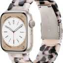 VMORO Lightweight Resin Bands Compatible with Apple Watch Series 8/9/10/11 Band 45mm/46mm/44mm/42mm Fashion Strap Compatible iwatch Ultra 49mm Series 7/SE/6/5/4/3/2/1(Tortoise Stone Flower)