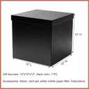 Mefleet Large Gift Box with Lid for Presents 12x12x12 Inches Extra Big Deep Square Black Boxes 1 Pack for Christmas, Birthday, Valentine's Day, Mother's Day - Contains Crinkle Paper, Ribbon and Card