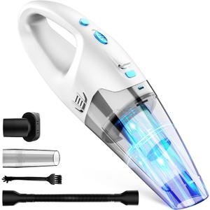 FUOAYOC Handheld Vacuum Cordless,6KPA Powerful Suction Hand Held Vacuum with LED Light/Multi Accessories