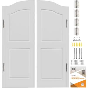 Saloon Swinging Doors 32 Inch Wide, White Heavy Duty Swinging Half Door with Hinges and Hardware, Dual Swing Cafe Doors for Doorway Bar Kitchen Decor